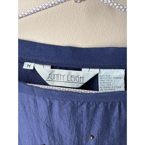 Sunny Leigh NWT 90’s Silk Blouse Women’s M Short Sleeve Minimalist Vintage Top - Picture 2 of 11